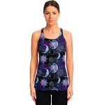 Galaxy Celestial Sun And Moon Print Women's Racerback Tank Top