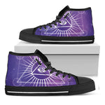 Galaxy Eye of Providence Print Black High Top Shoes