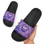 Galaxy Eye of Providence Print Black Slide Sandals