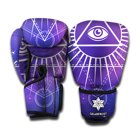 Galaxy Eye of Providence Print Boxing Gloves