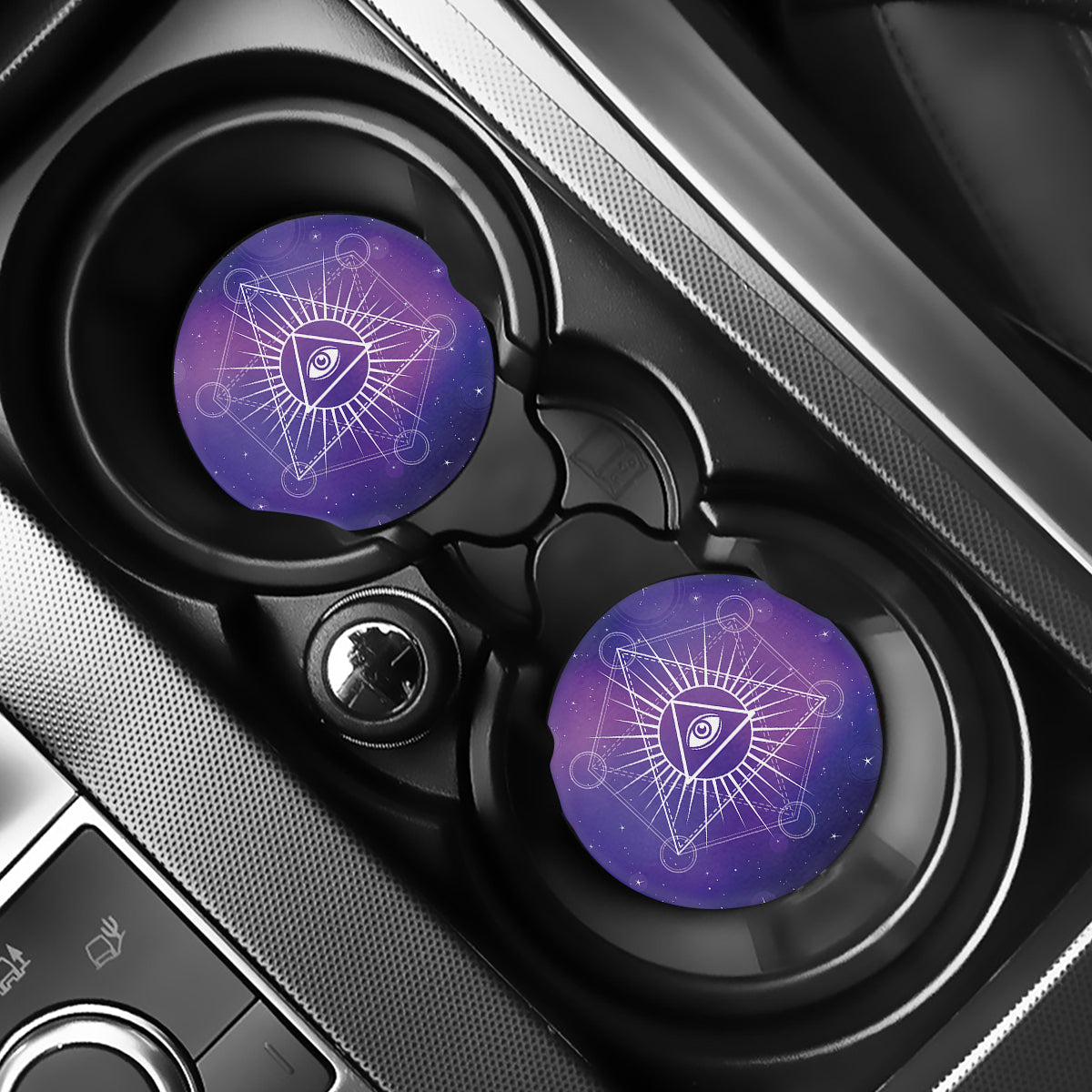 Galaxy Eye of Providence Print Car Coasters