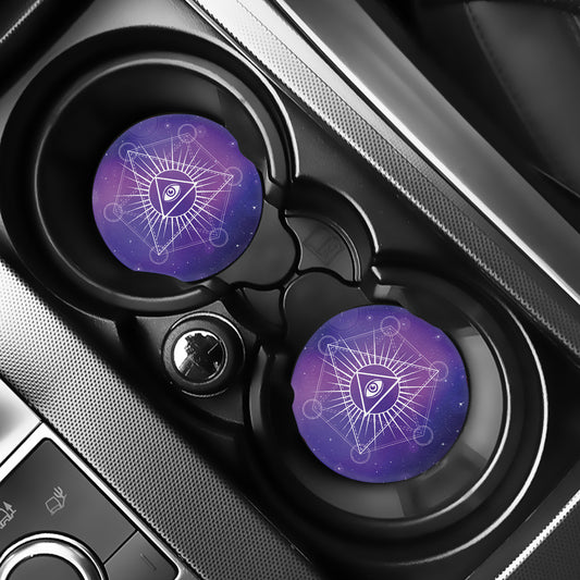 Galaxy Eye of Providence Print Car Coasters