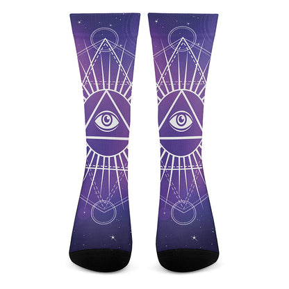Galaxy Eye of Providence Print Crew Socks