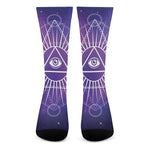 Galaxy Eye of Providence Print Crew Socks