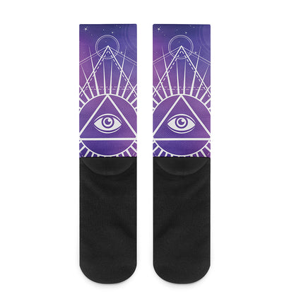 Galaxy Eye of Providence Print Crew Socks