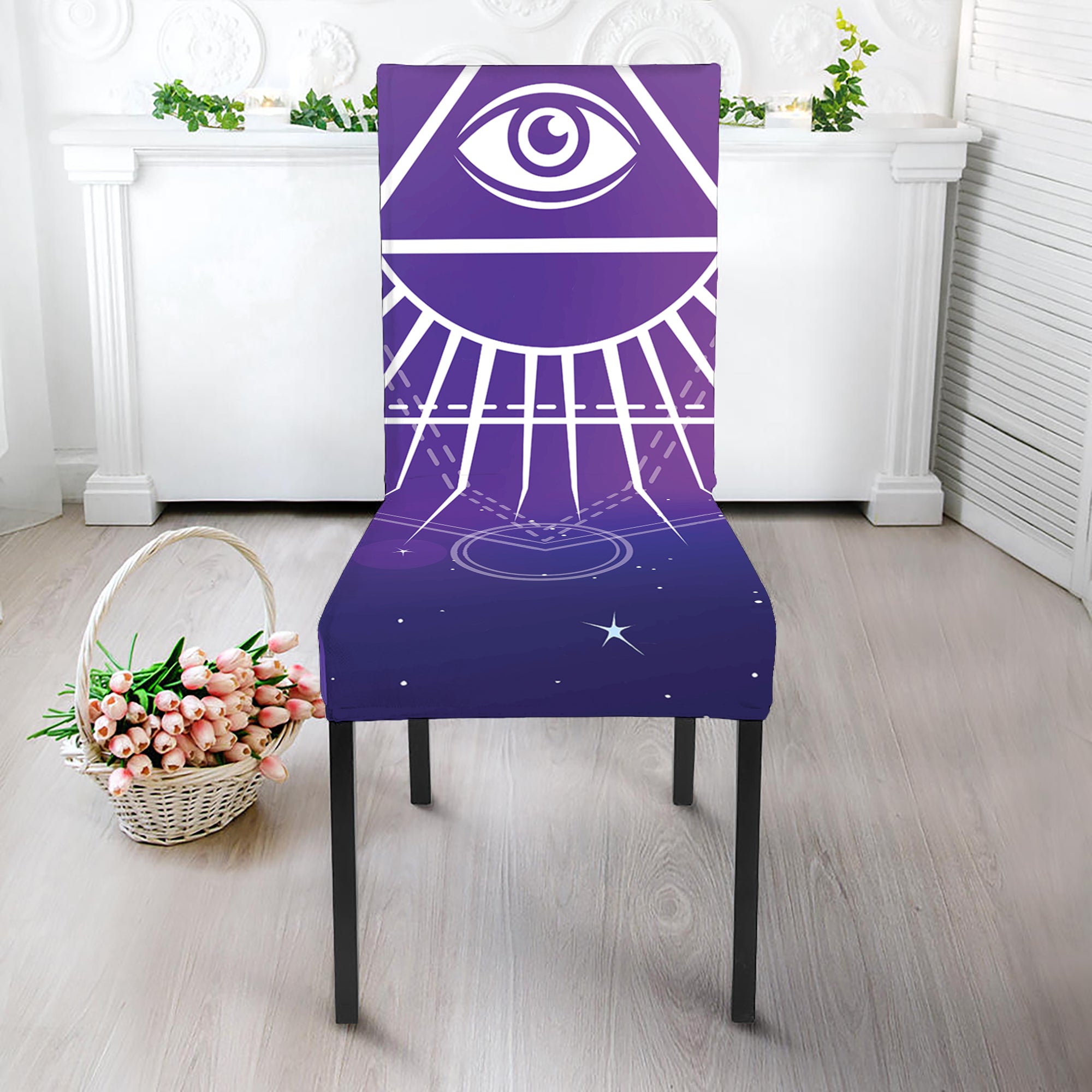 Galaxy Eye of Providence Print Dining Chair Slipcover