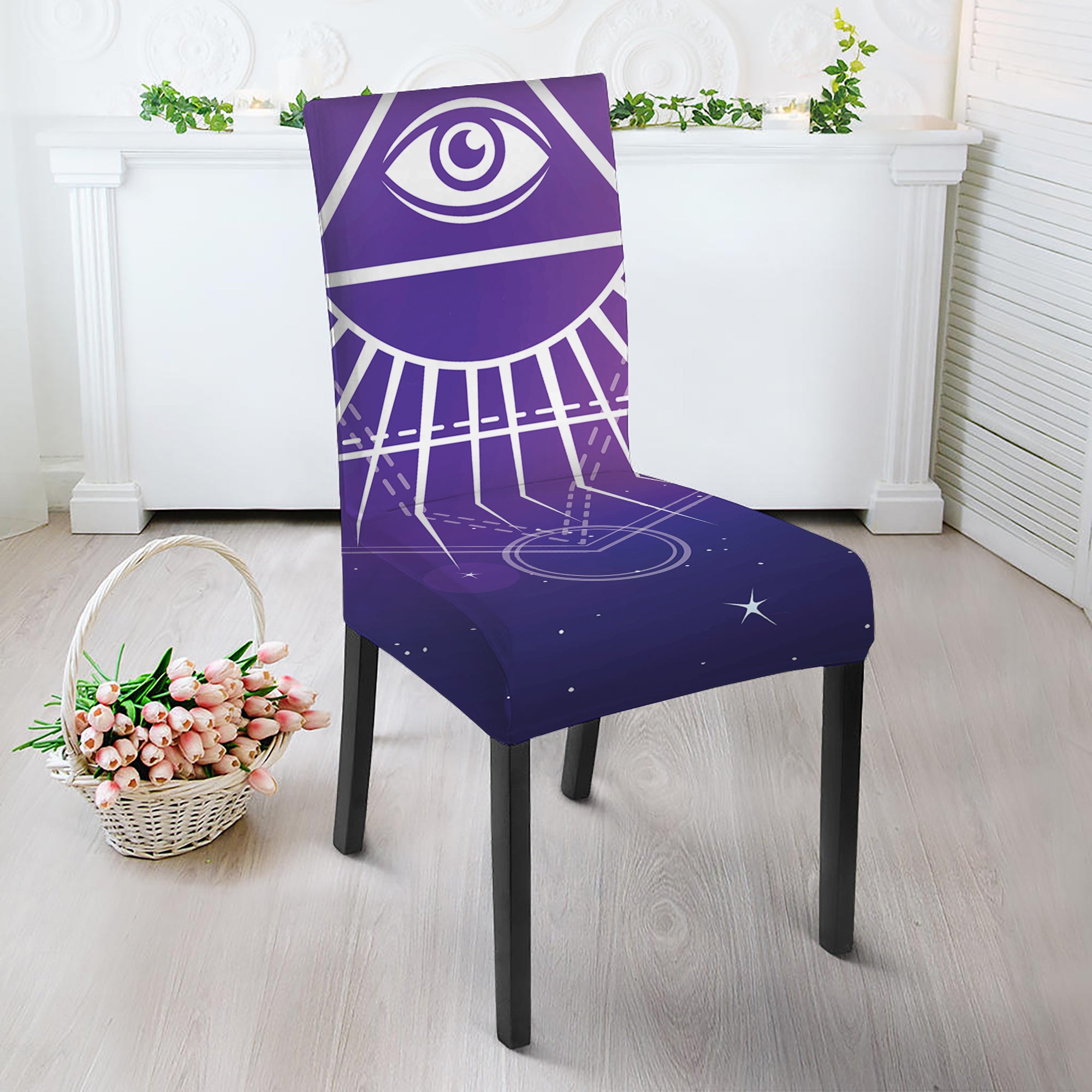 Galaxy Eye of Providence Print Dining Chair Slipcover