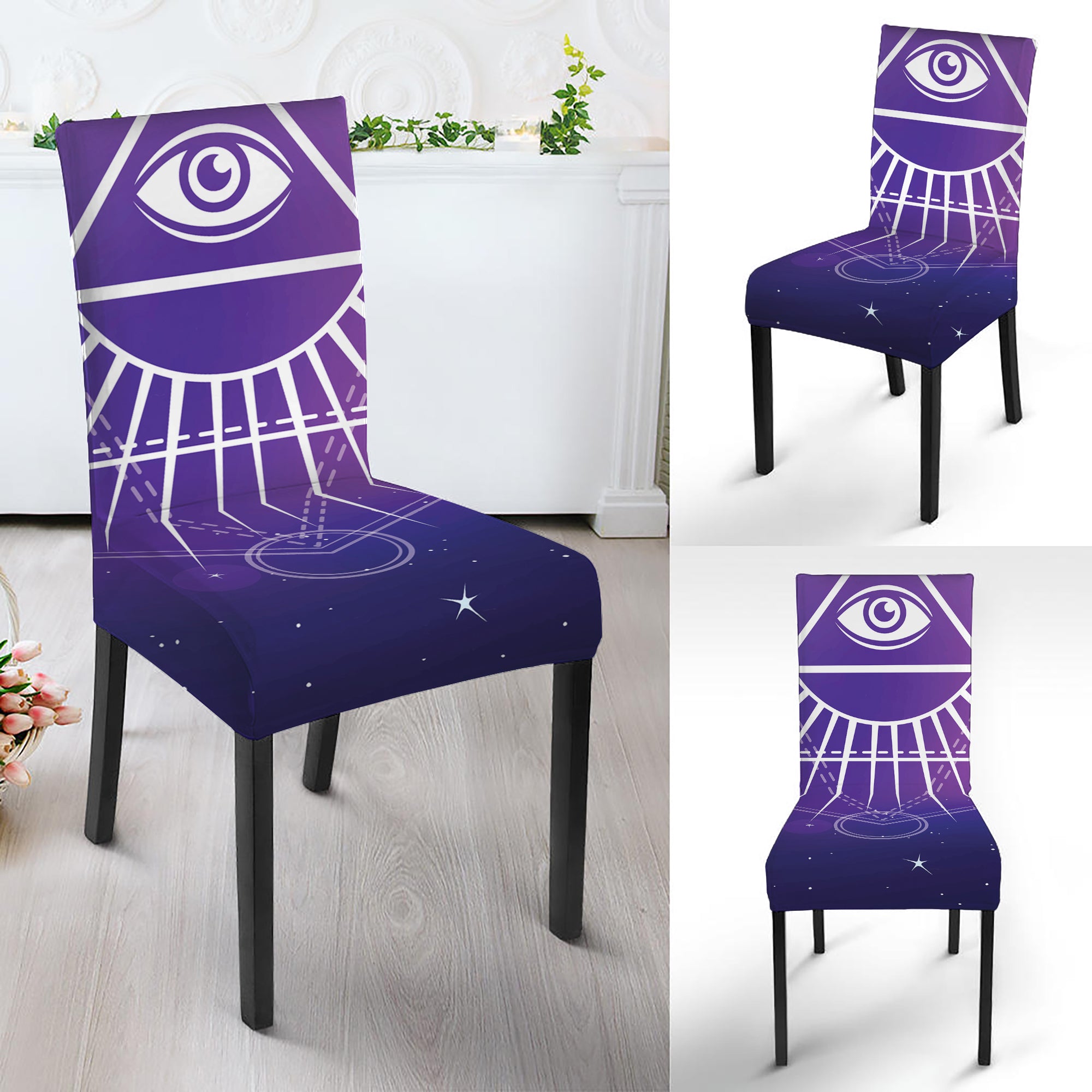 Galaxy Eye of Providence Print Dining Chair Slipcover