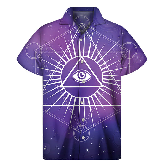 Galaxy Eye of Providence Print Men's Short Sleeve Shirt