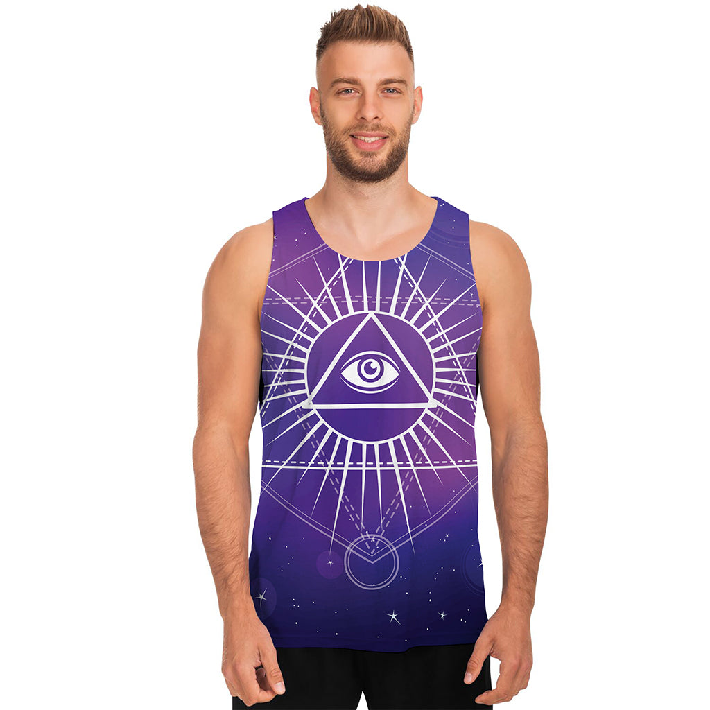 Galaxy Eye of Providence Print Men's Tank Top