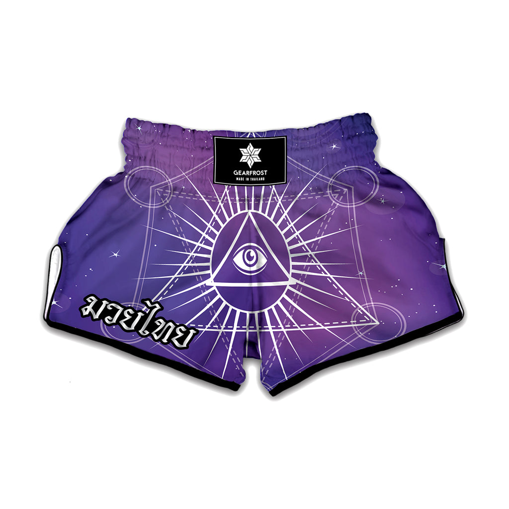 Galaxy Eye of Providence Print Muay Thai Boxing Shorts