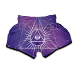 Galaxy Eye of Providence Print Muay Thai Boxing Shorts