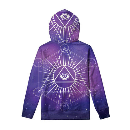 Galaxy Eye of Providence Print Pullover Hoodie