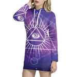 Galaxy Eye of Providence Print Pullover Hoodie Dress