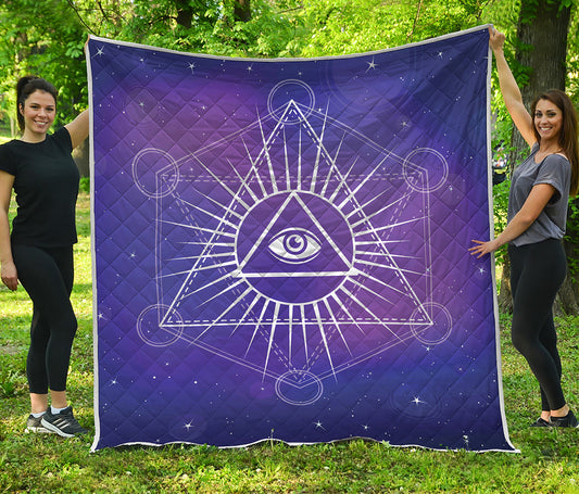 Galaxy Eye of Providence Print Quilt