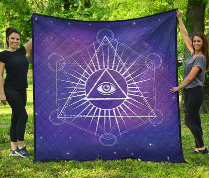 Galaxy Eye of Providence Print Quilt