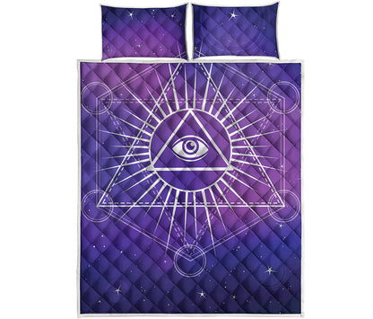 Galaxy Eye of Providence Print Quilt Bed Set