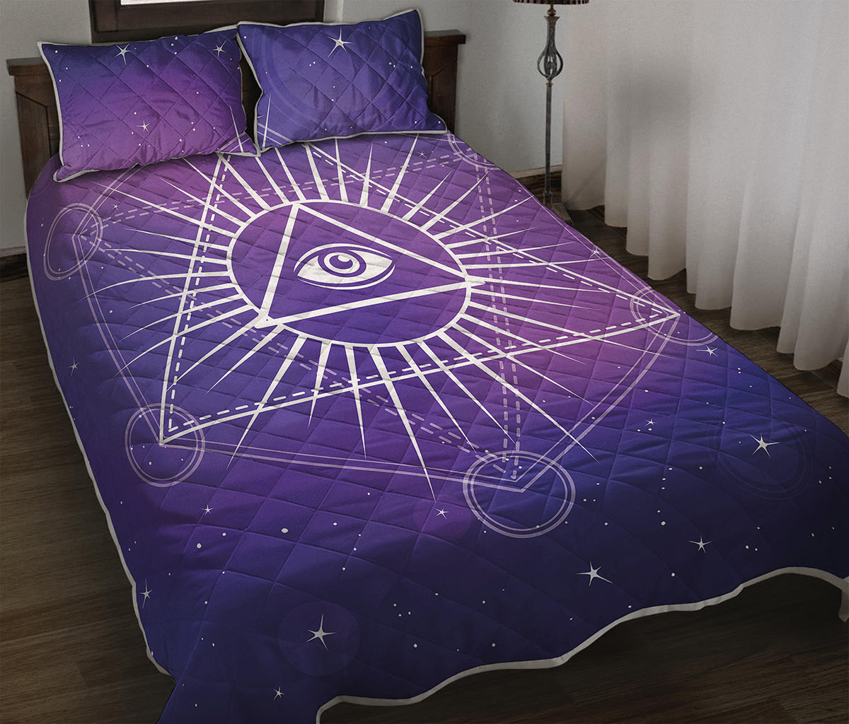 Galaxy Eye of Providence Print Quilt Bed Set
