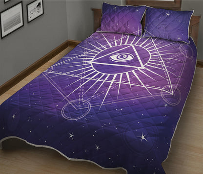Galaxy Eye of Providence Print Quilt Bed Set