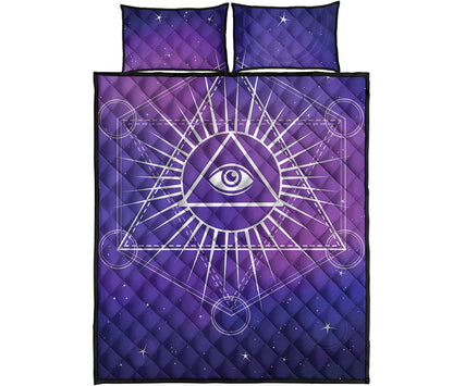 Galaxy Eye of Providence Print Quilt Bed Set