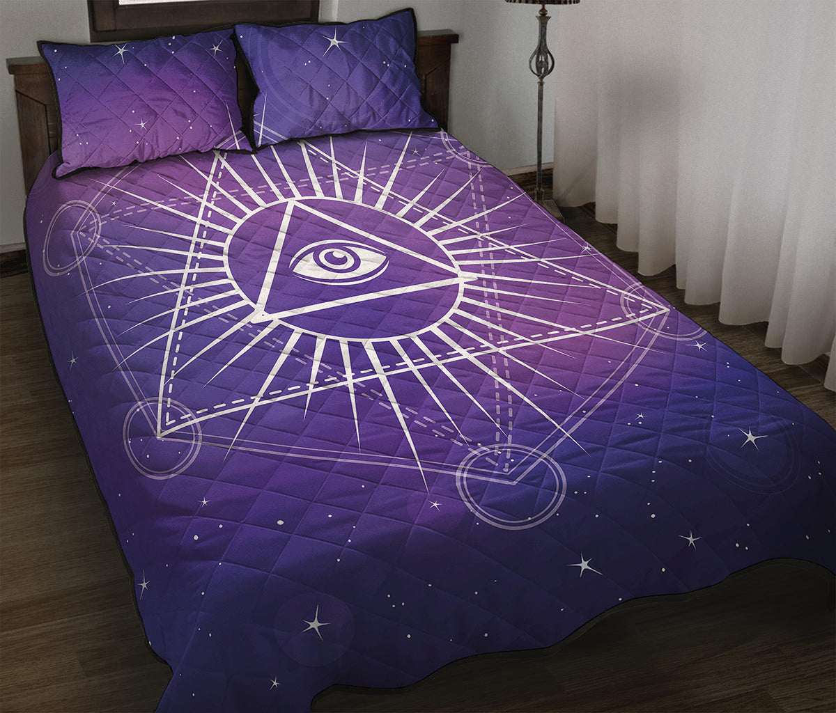 Galaxy Eye of Providence Print Quilt Bed Set