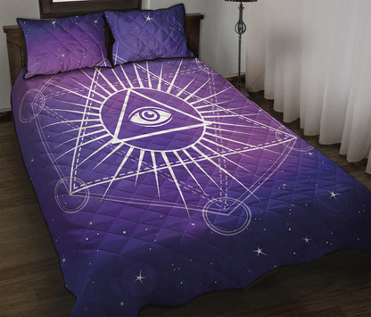 Galaxy Eye of Providence Print Quilt Bed Set