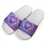 Galaxy Eye of Providence Print White Slide Sandals