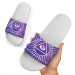 Galaxy Eye of Providence Print White Slide Sandals