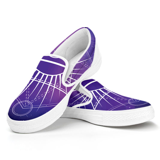 Galaxy Eye of Providence Print White Slip On Shoes