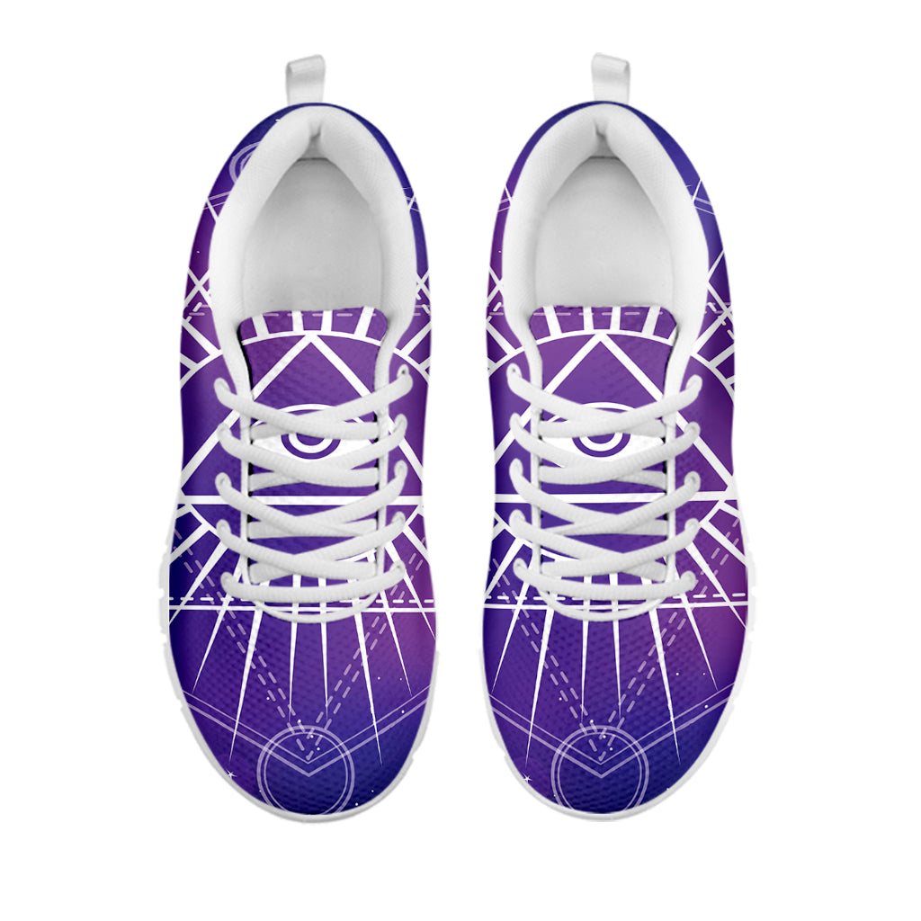 Galaxy Eye of Providence Print White Sneakers