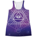 Galaxy Eye of Providence Print Women's Racerback Tank Top