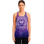 Galaxy Eye of Providence Print Women's Racerback Tank Top