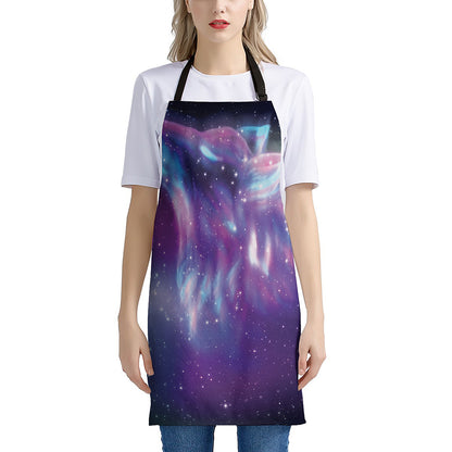 Galaxy Howling Wolf Spirit Print Apron