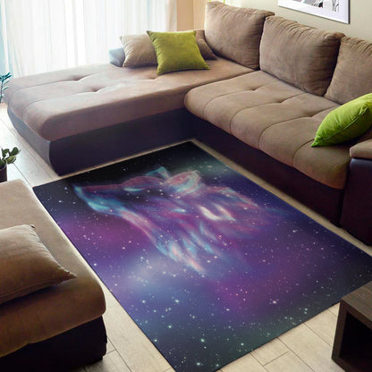 Galaxy Howling Wolf Spirit Print Area Rug