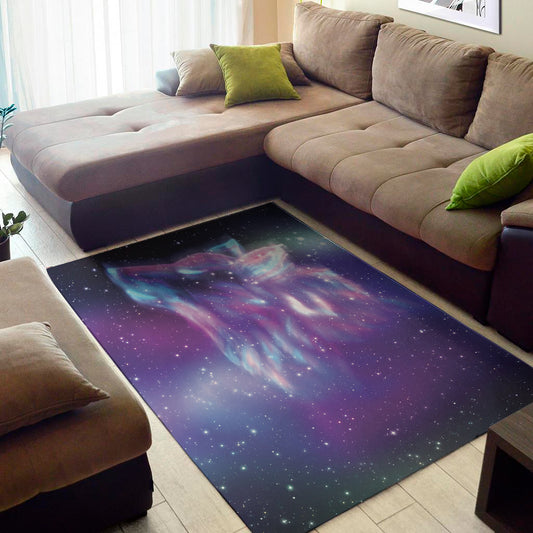 Galaxy Howling Wolf Spirit Print Area Rug