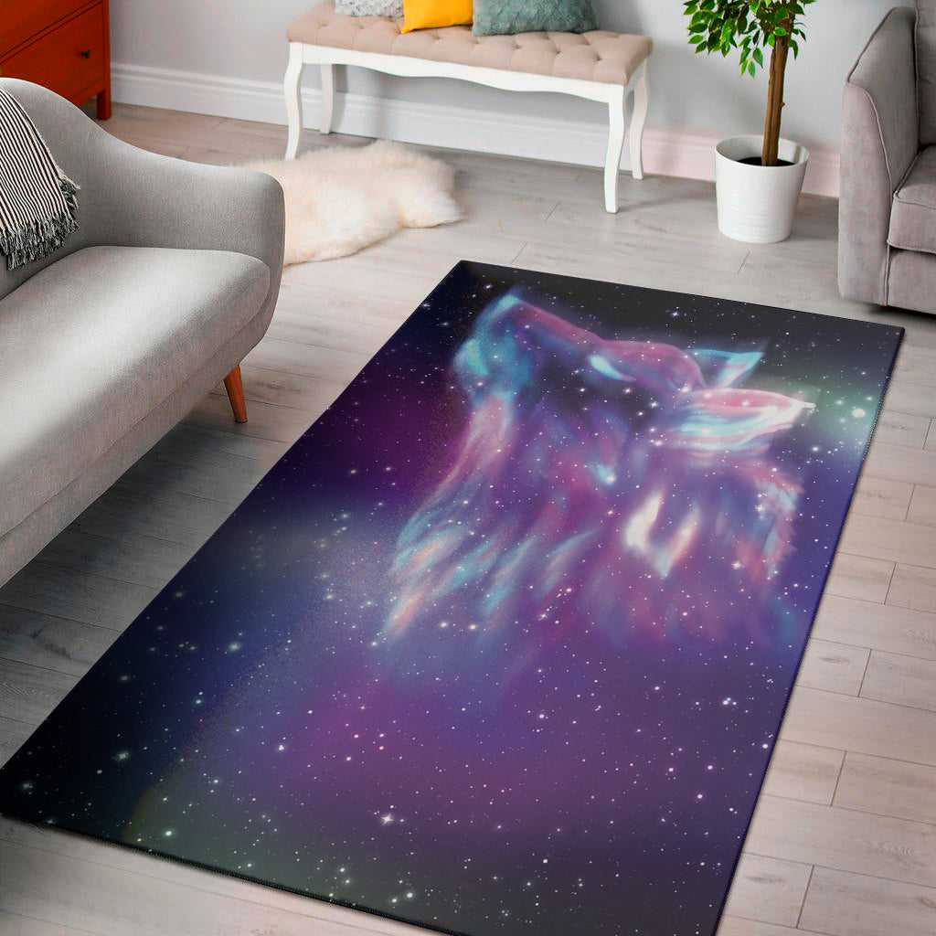 Galaxy Howling Wolf Spirit Print Area Rug
