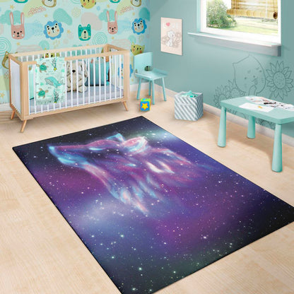 Galaxy Howling Wolf Spirit Print Area Rug