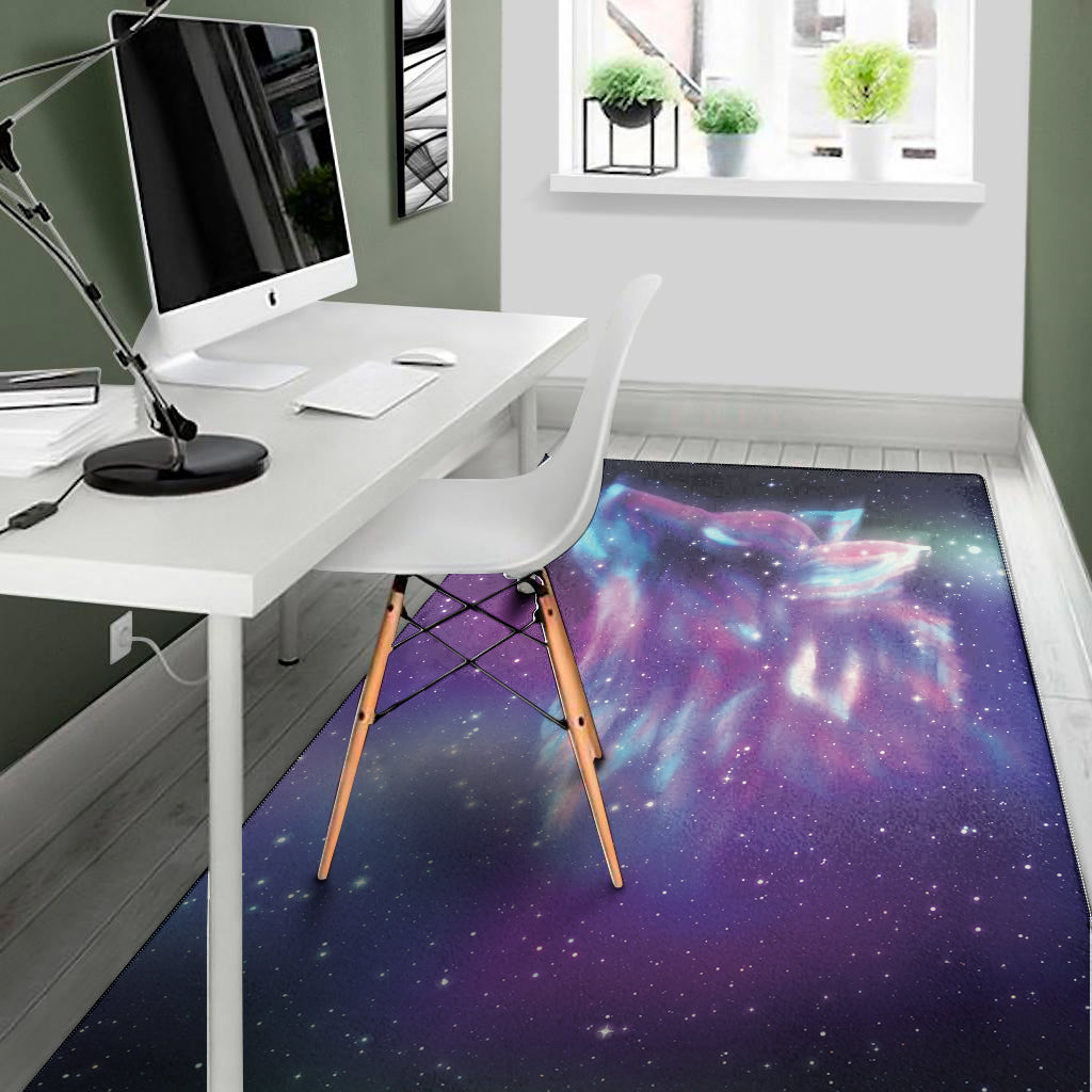 Galaxy Howling Wolf Spirit Print Area Rug