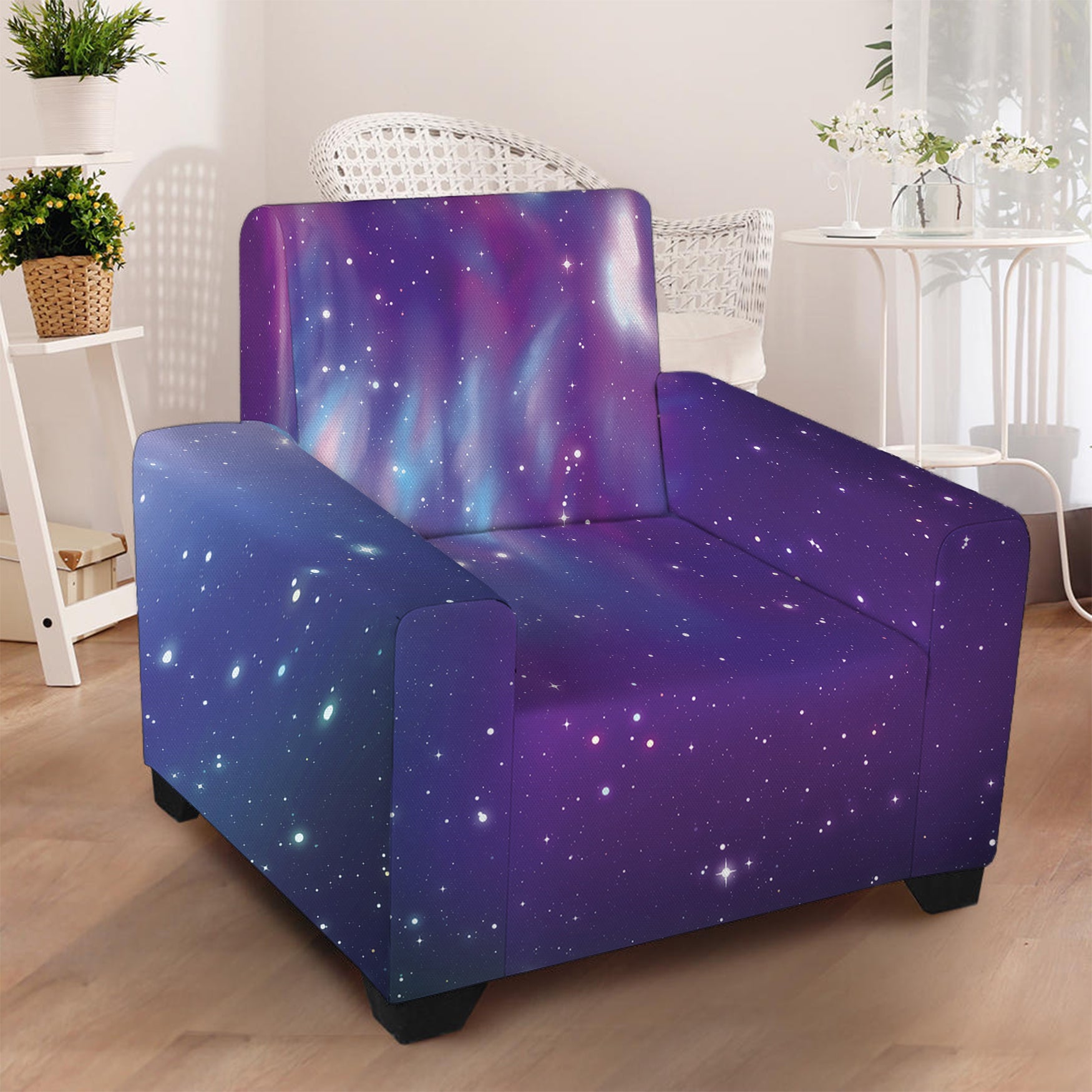 Galaxy Howling Wolf Spirit Print Armchair Slipcover