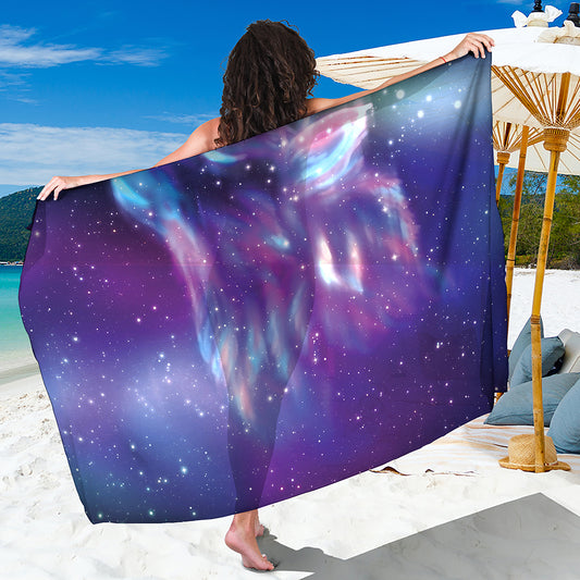 Galaxy Howling Wolf Spirit Print Beach Sarong Wrap