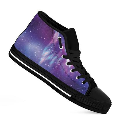 Galaxy Howling Wolf Spirit Print Black High Top Shoes