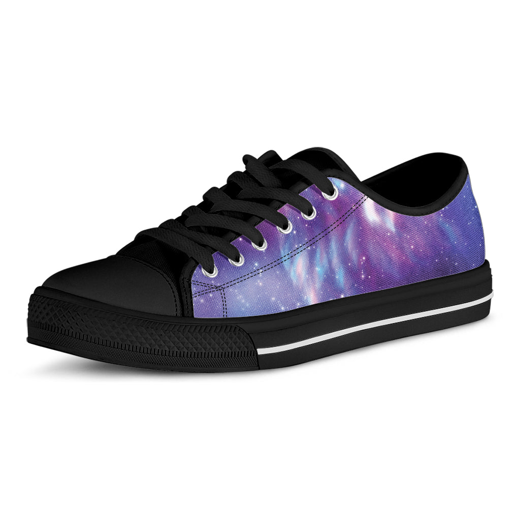 Galaxy Howling Wolf Spirit Print Black Low Top Shoes