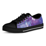 Galaxy Howling Wolf Spirit Print Black Low Top Shoes