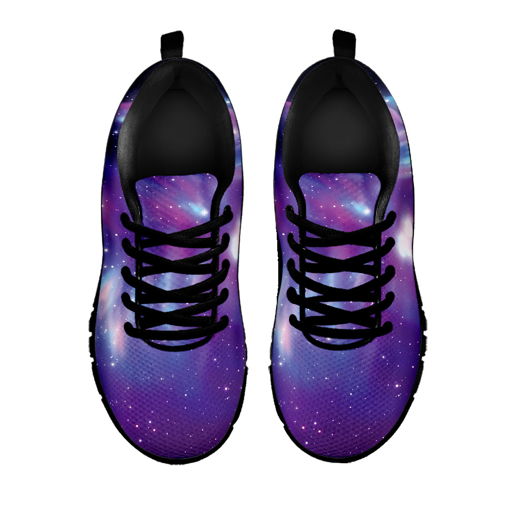 Galaxy Howling Wolf Spirit Print Black Sneakers