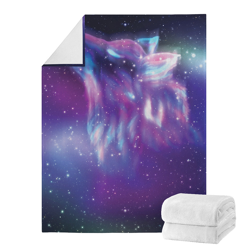 Galaxy Howling Wolf Spirit Print Blanket