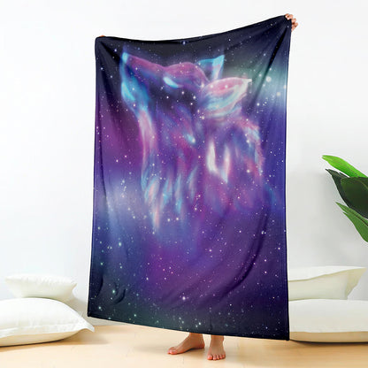 Galaxy Howling Wolf Spirit Print Blanket