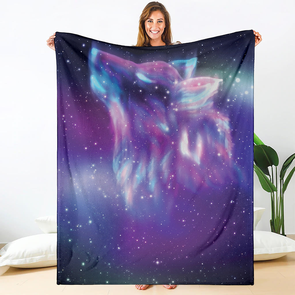 Galaxy Howling Wolf Spirit Print Blanket