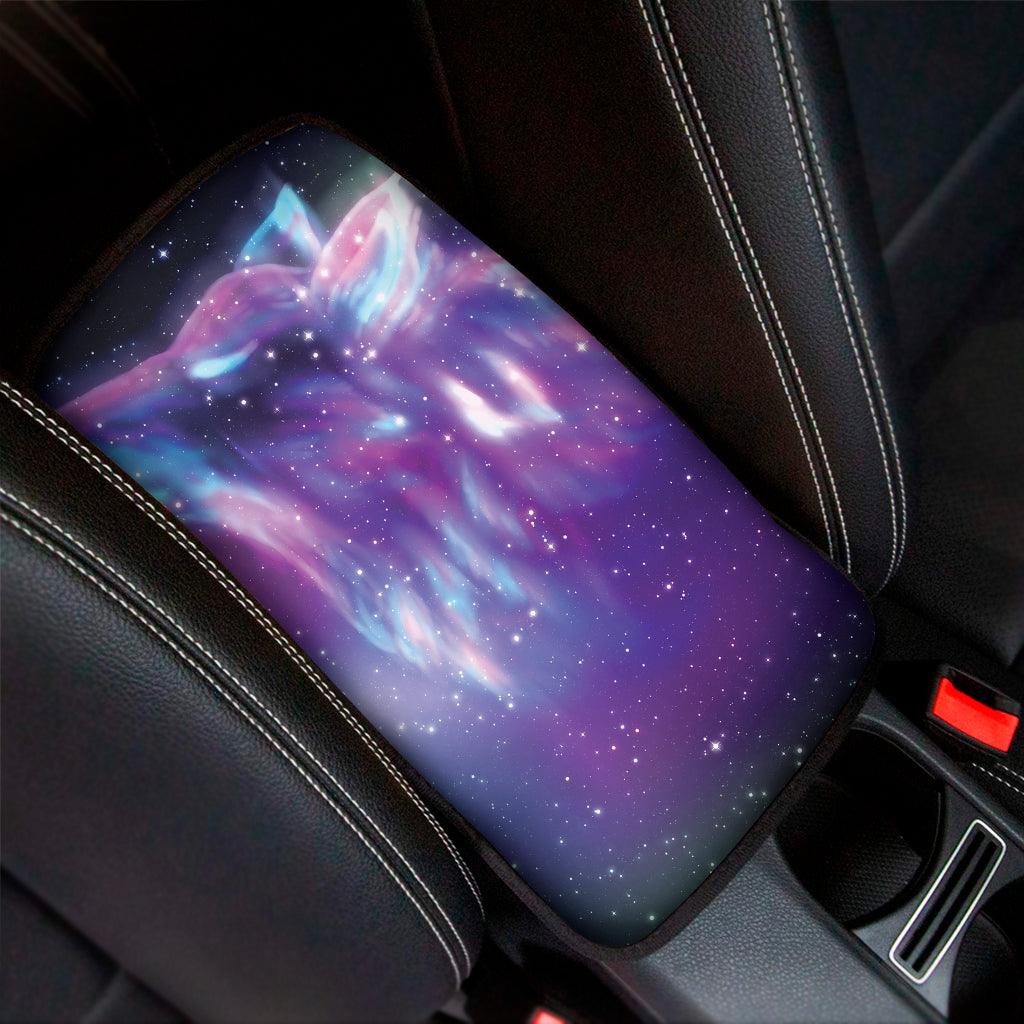 Galaxy Howling Wolf Spirit Print Car Center Console Cover