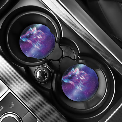 Galaxy Howling Wolf Spirit Print Car Coasters