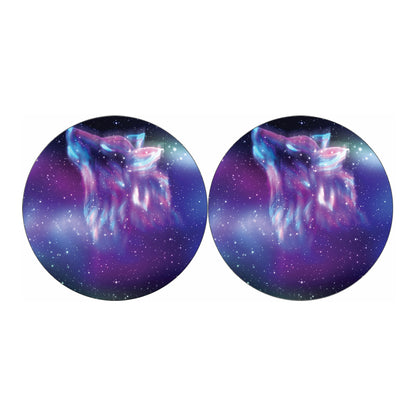 Galaxy Howling Wolf Spirit Print Car Coasters